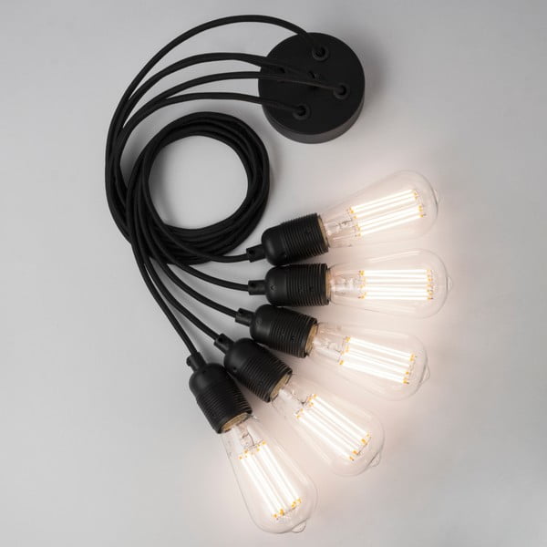 Czarna lampa wisząca z 5 żarówkami Bulb Attack Uno Basic Globe-image-1