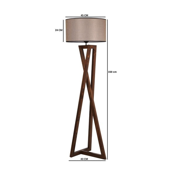 Brązowa lampa stojąca z tekstylnym kloszem (wysokość 149 cm) Maçka – Opviq lights-image-3