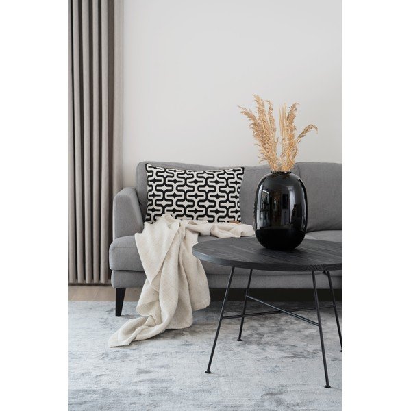 Czarny stolik z blatem z drewna sosnowego Rowico Grafton, ø 70 cm-image-1