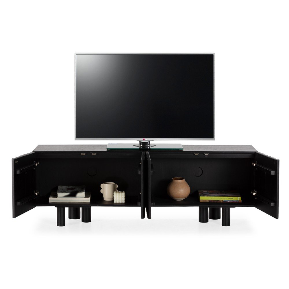 Czarna szafka pod TV z litego drewna mango 160x55x40 cm Tamira – MOME (zdjęcie 4)