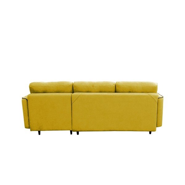 Żółty narożnik rozkładany z czarnymi nogami Mazzini Sofas Dragonfly, prawostronny-image-1