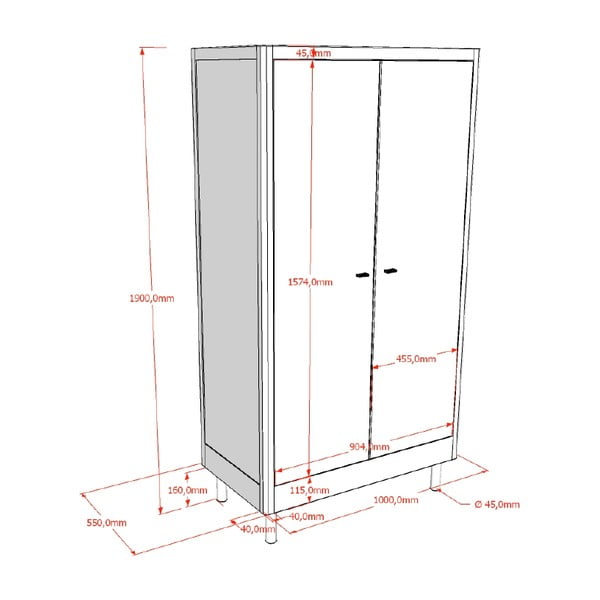 Biała szafa dziecięca z litego drewna bukowego 100x190x55 cm Forrest – Vipack-image-2