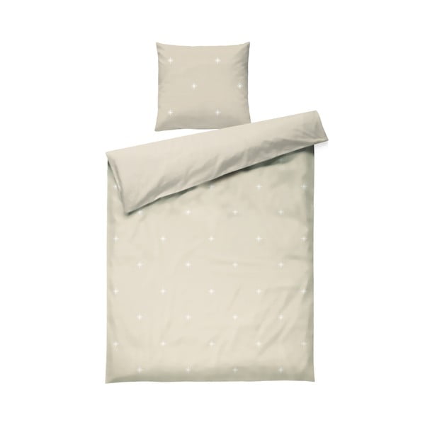 Beżowa pościel jednoosobowa z perkalu bawełnianego 140x200 cm Christmas Fable – JUNA