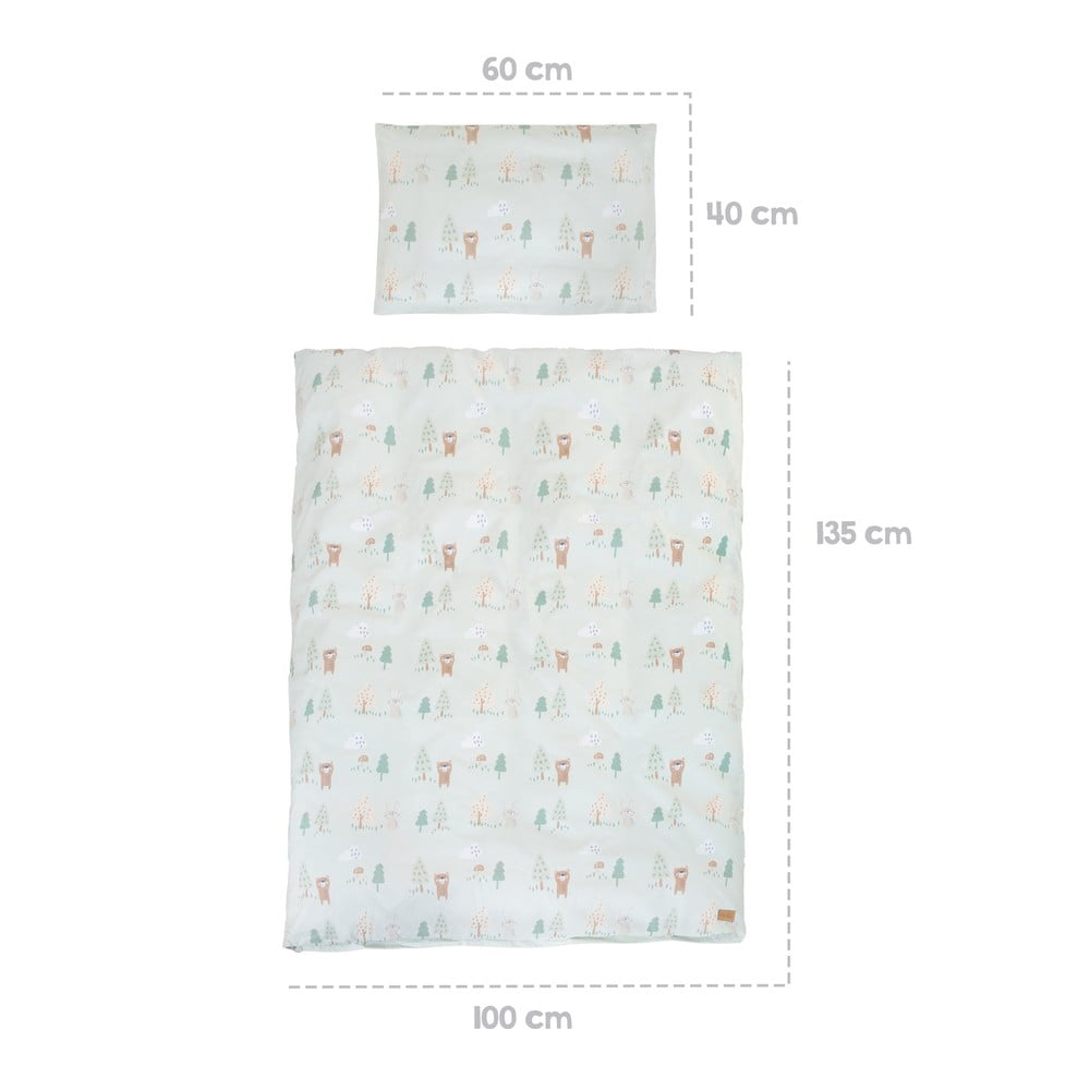 Jasnozielona bawełniana pościel dziecięca do łóżeczka 100x135 cm Woodland Buddies – Roba (zdjęcie 8)