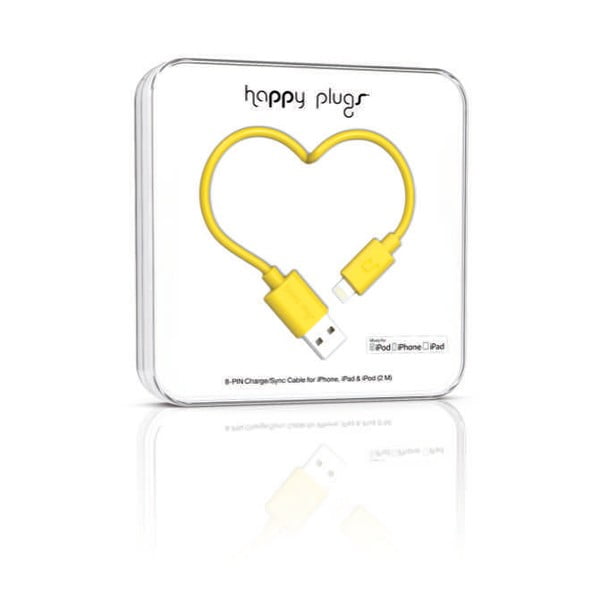 Kabel do ładowania i transmisji danych Happy Plugs 2 m, żółty