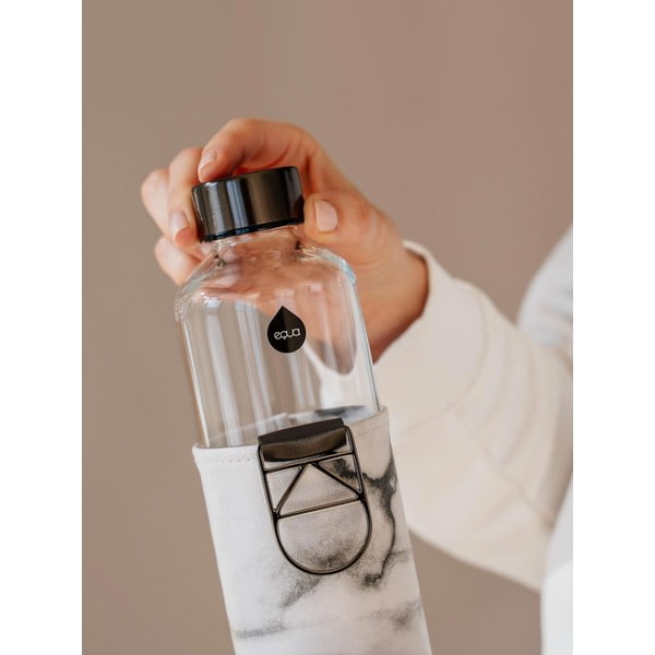 Czarno-biała butelka ze szkła borokszemowego z pokrowcem ze sztucznej skóry Equa Mismatch Stone, 750 ml-image-4