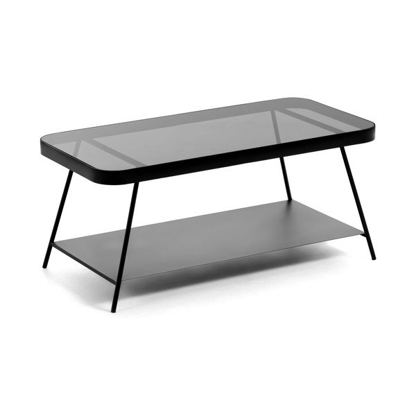 Czarny stolik ze szklanym blatem 45x90 cm Duilia – Kave Home