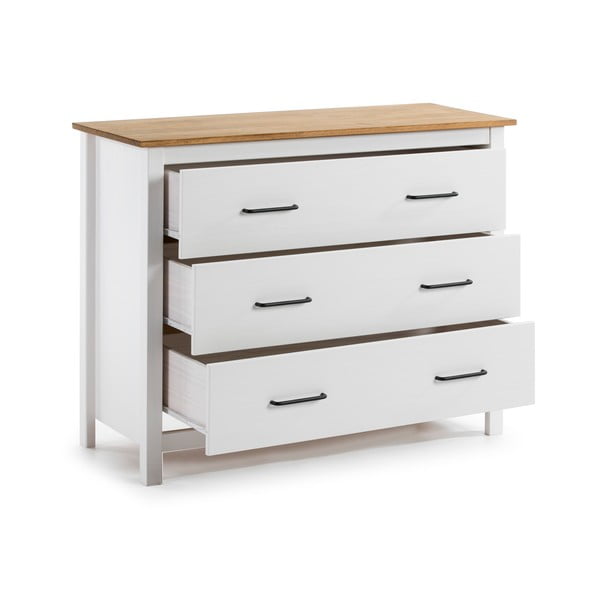 Biała niska komoda z litego drewna sosnowego 100x80 cm Miranda – Marckeric-image-3