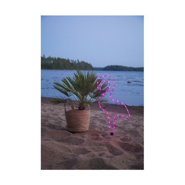 Różowa ogrodowa lampa LED w kształcie flaminga Star Trading Tuby, wys. 63 cm