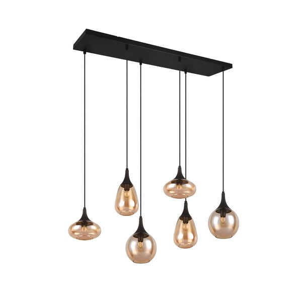 Czarno-pomarańczowa lampa wisząca ze szklanym kloszem Lumina – Trio-image-3