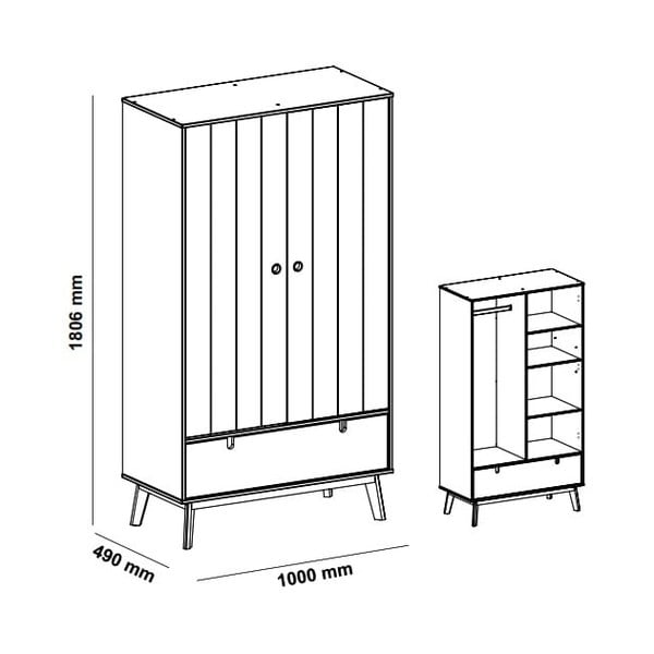 Zielona szafa dziecięca z nogami z drewna sosnowego Marckeric Kiara-image-4