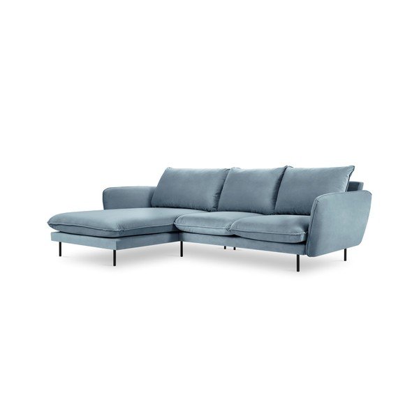 Jasnoniebieska narożna aksamitna sofa lewostronna Cosmopolitan Design Vienna-image-3