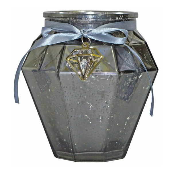 Szary świecznik szklany Ewax, wys. 13 cm