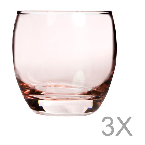 Zestaw 3 różowych szklanek Mezzo, 200 ml