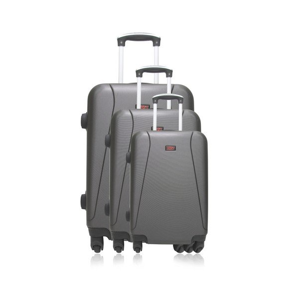 Komplet 3 szarych walizek na kółkach i kuferka na kosmetyki Hero Lanzarote-C-image-1