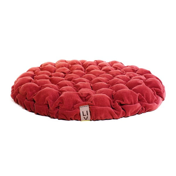 Czerwona poduszka do siedzenia wypełniona piłeczkami do masażu Linda Vrňáková Bloom, Ø 75 cm