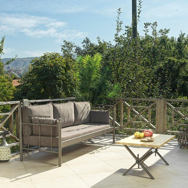 Brązowa metalowa sofa ogrodowa Hatkus – Floriane Garden-image-1