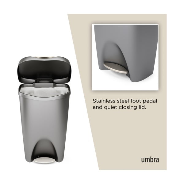 Szary plastikowy kosz na śmieci z pedałem 50 l Brim – Umbra-image-4