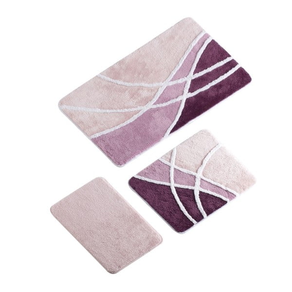 Zestaw 3 fioletowych dywaników łazienkowych Ares Bath Mat Amor