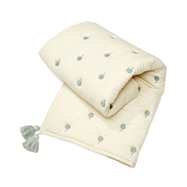 Jasnożółto-niebieski pikowany koc dziecięcy z bawełny organicznej 90x120 cm Balloon – Cam Cam Copenhagen