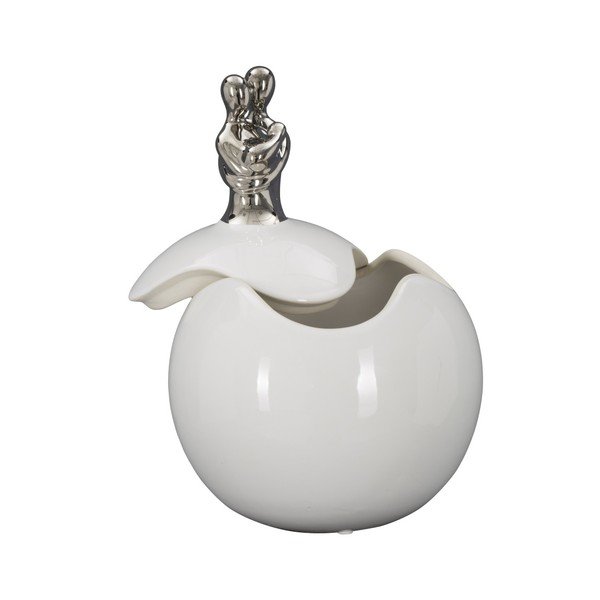 Biało-srebrny pojemnik ceramiczny Mauro Ferretti Family Grande-image-2