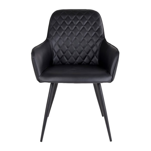 Czarne tapicerowane fotele jadalniane zestaw z podłokietnikami 2 szt. Harbo – House Nordic-image-2