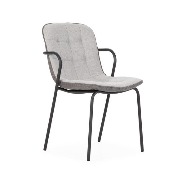 Jasnoszare tapicerowane krzesło z podłokietnikami Angie – Marckeric