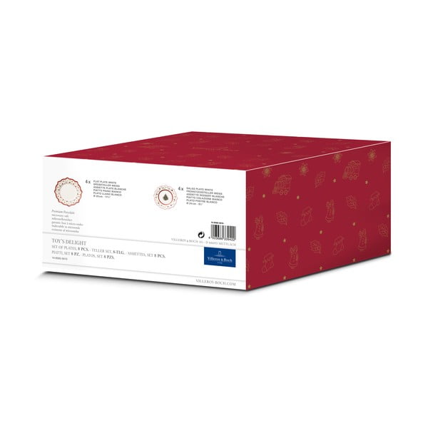 Czerwono-biały porcelanowy 8-częściowy komplet naczyń z motywem świątecznym Villeroy & Boch-image-1