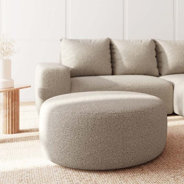 Beżowy podnóżek z materiału bouclé Monce – Rodier-image-2