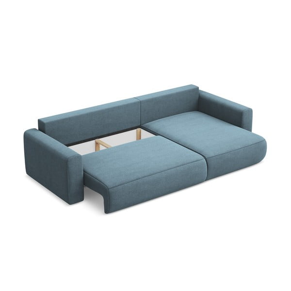 Jasnoniebieski rozkładany/ze schowkiem narożnik (prawostronny/z szezlongiem) Kapua – Makamii-image-3