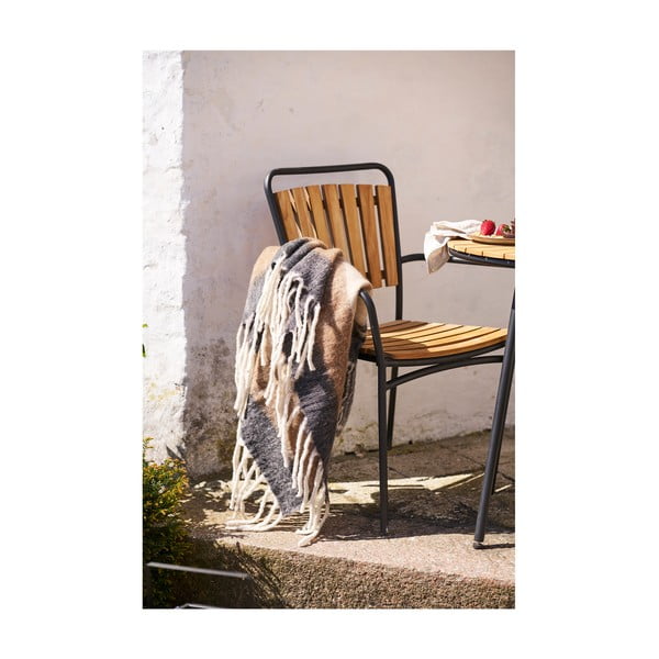 Brązowy koc z mieszanki wełny 130x170 cm Carmel – House Nordic-image-1