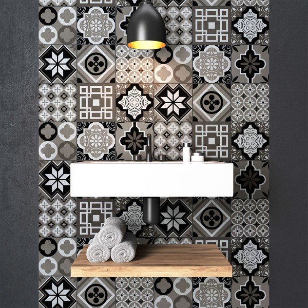 Zestaw 9 naklejek ściennych Ambiance Cement Tiles Charltina, 10x10 cm-image-2