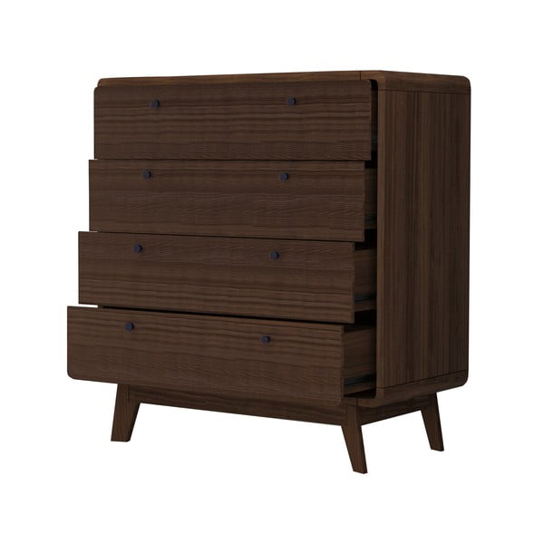 Ciemnobrązowa wysoka komoda w dekorze orzecha 80x88 cm Caitlin – Støraa-image-2