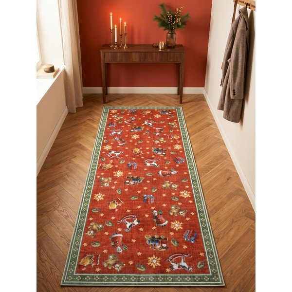 Czerwony/zielony chodnik ze świątecznym motywem 80x200 cm Toy's Delight Nostalgic Noel Red Green – Villeroy&Boch-image-1