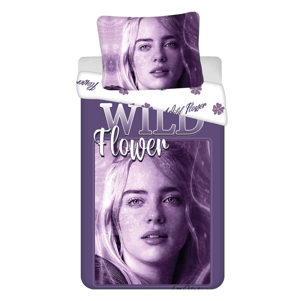 Fioletowa bawełniana pościel dziecięca jednoosobowa 200x140 cm Billie Eilish – Jerry Fabrics