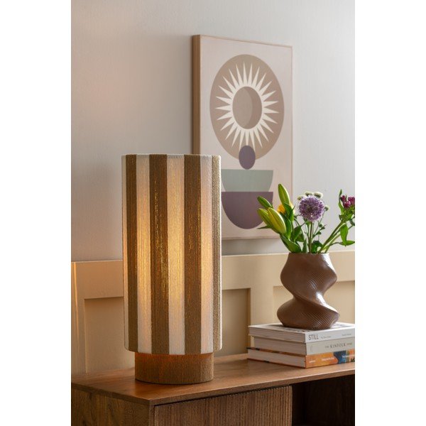Biała/w naturalnym kolorze lampa stołowa z liny (wysokość 58 cm) Vienna Stripes – Leitmotiv-image-1
