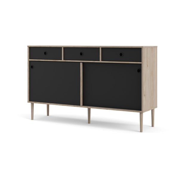 Czarna komoda z ramką w dekorze dębu Tvilum Rome, 147 x 88 cm-image-2