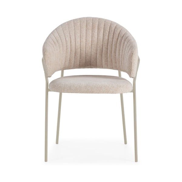 Beżowe tapicerowane fotele jadalniane zestaw z podłokietnikami 2 szt. Leticia – Marckeric-image-2