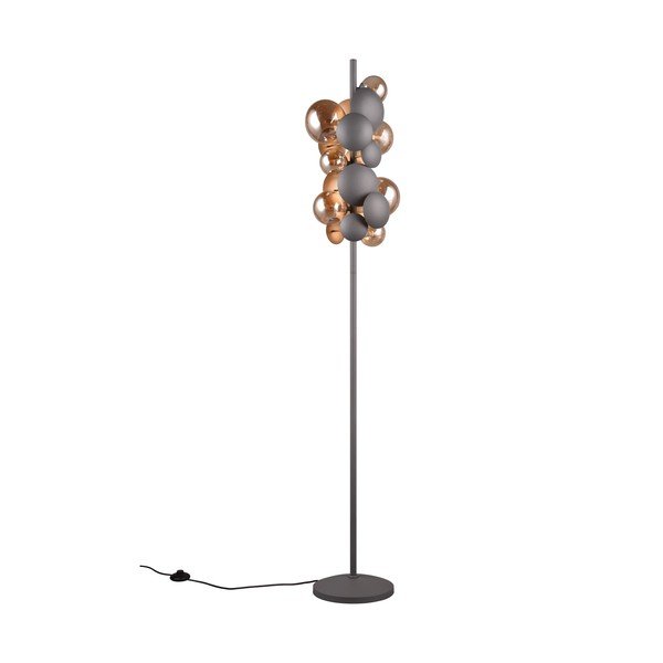 Lampa stojąca w szaro-złotym kolorze ze szklanym kloszem (wys. 155 cm) Bubble – Trio Select