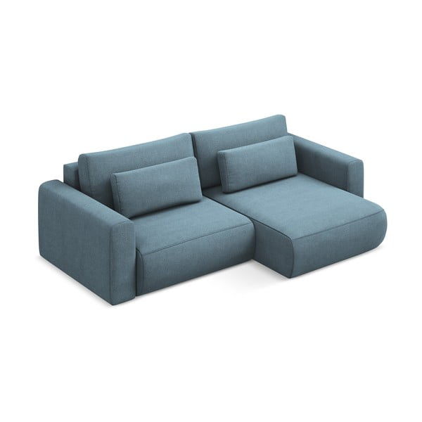 Jasnoniebieski rozkładany/ze schowkiem narożnik (prawostronny/z szezlongiem) Kapua – Makamii-image-2