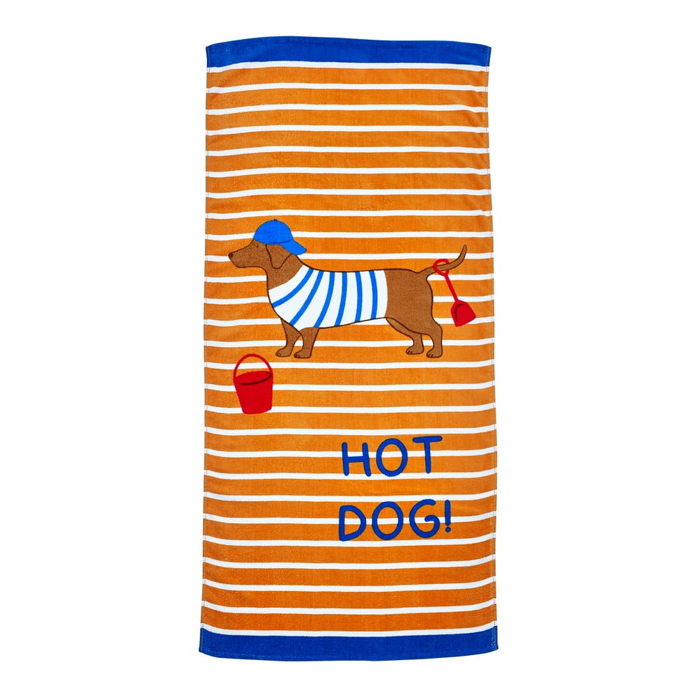 Pomarańczowy bawełniany ręcznik plażowy 76x160 cm Hot Dog – Catherine Lansfield