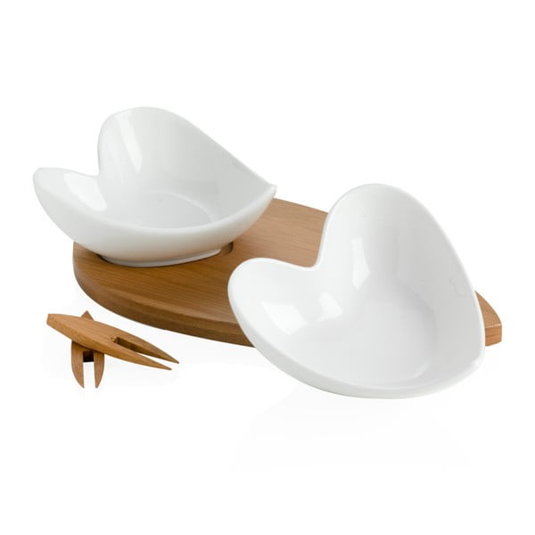 Zestaw 2 miseczek do serwowania z widelczykami i tacą Brandani Coeur Blanc-image-2