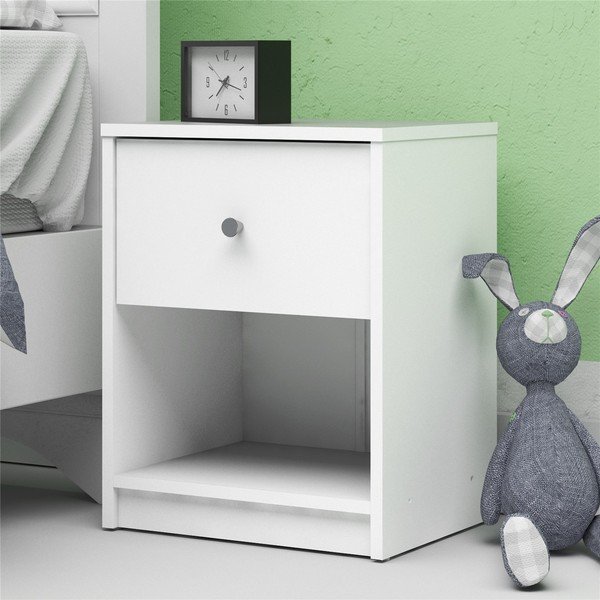 Biała szafka nocna z półkami May – Tvilum-image-1