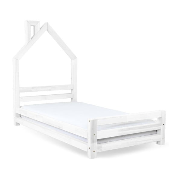 Białe łóżko dziecięce z drewna świerkowego Benlemi Wally, 90x160 cm