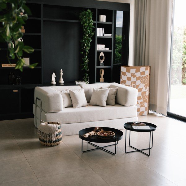 Beżowa rozkładana sofa z materiału bouclé 180 cm Bloom – TemaHome-image-3