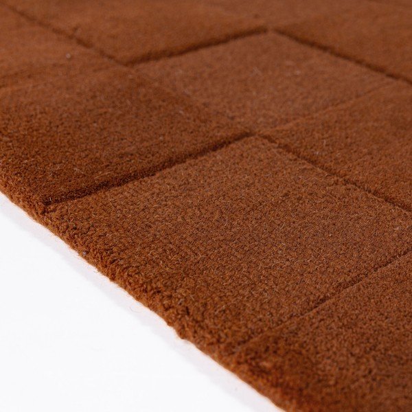 Wełniany dywan tkany ręcznie w kolorze terakoty 200x290 cm Checkerboard – Flair Rugs-image-3
