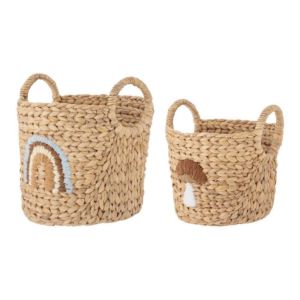 Dziecięce kosze na zabawki z hiacyntu wodnego w naturalnym kolorze 2 szt. ø 32x32 cm Agnes – Bloomingville Mini (zdjęcie 3)