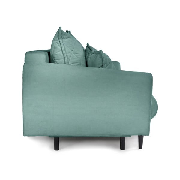 Turkusowa sztruksowa rozkładana/ze schowkiem sofa 215 cm Bjork – Bonami Selection-image-4
