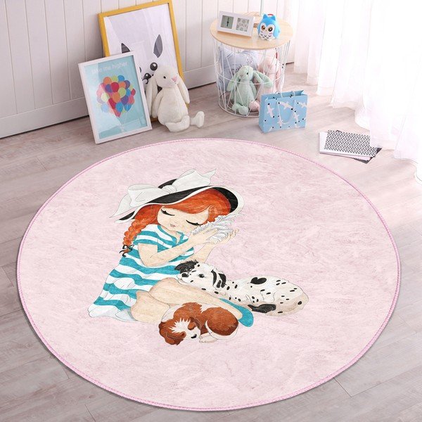 Różowy dywan dziecięcy ø 120 cm Comfort – Mila Home-image-1