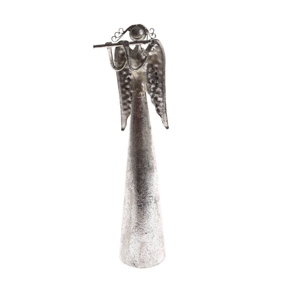 Metalowa dekoracja w kształcie anioła z fletem Dakls, wys. 16,5 cm